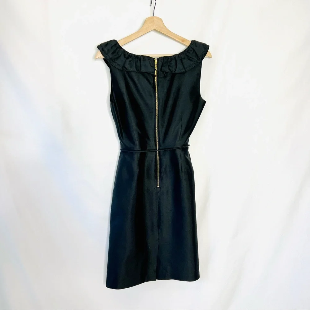 Kate Spade Black Silk with Gold Zipper Structured Cocktail Dress